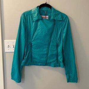FIORUCCI Green Biker Jacket Cropped Rain Coat Lightweight size IT38 or US 4 NWT